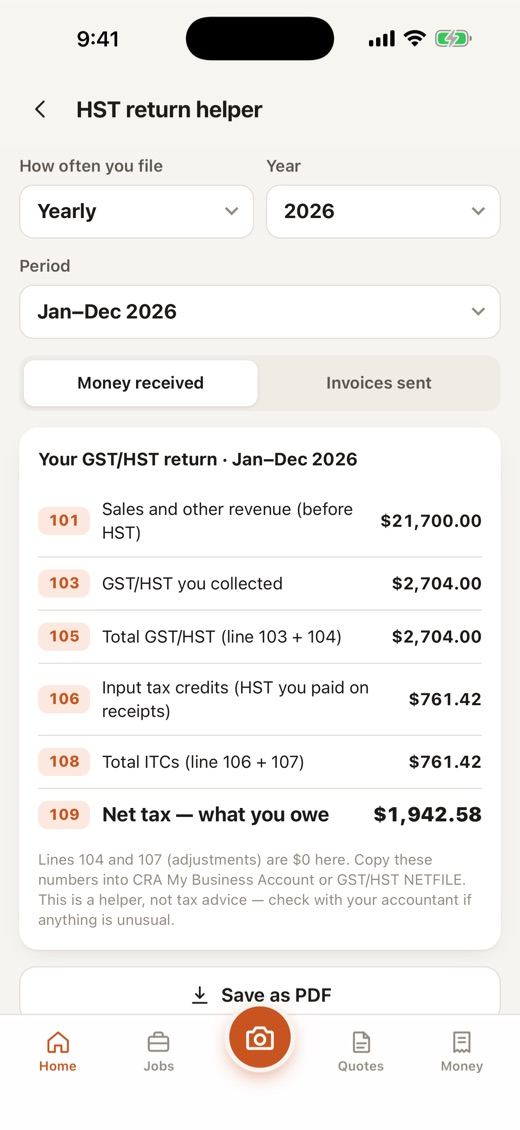 HST return helper